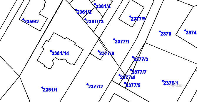 Parcela st. 2377/8 v KÚ Podmokly, Katastrální mapa