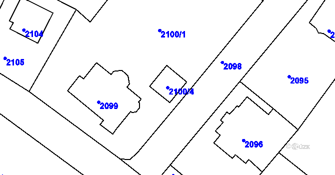 Parcela st. 2100/4 v KÚ Podmokly, Katastrální mapa