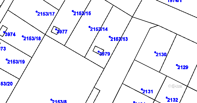 Parcela st. 3979 v KÚ Podmokly, Katastrální mapa