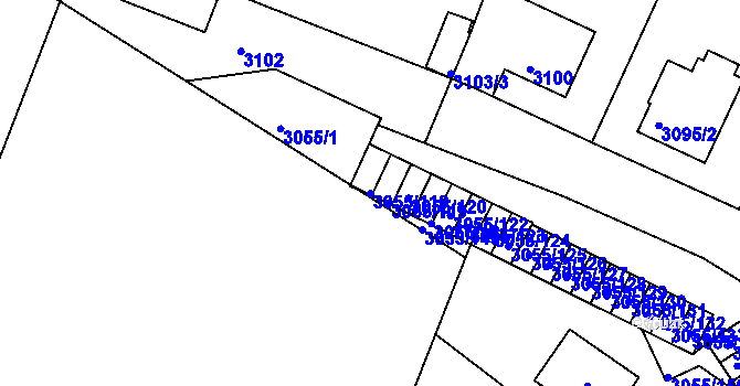 Parcela st. 3055/118 v KÚ Podmokly, Katastrální mapa