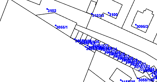 Parcela st. 3055/119 v KÚ Podmokly, Katastrální mapa
