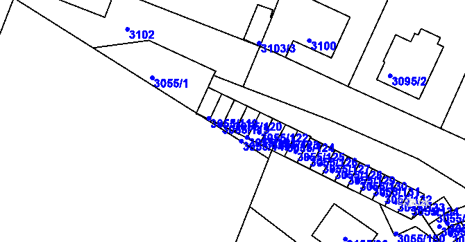 Parcela st. 3055/120 v KÚ Podmokly, Katastrální mapa