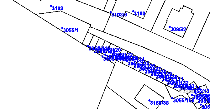 Parcela st. 3055/121 v KÚ Podmokly, Katastrální mapa