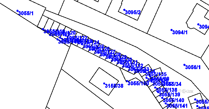 Parcela st. 3055/129 v KÚ Podmokly, Katastrální mapa