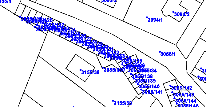 Parcela st. 3055/133 v KÚ Podmokly, Katastrální mapa