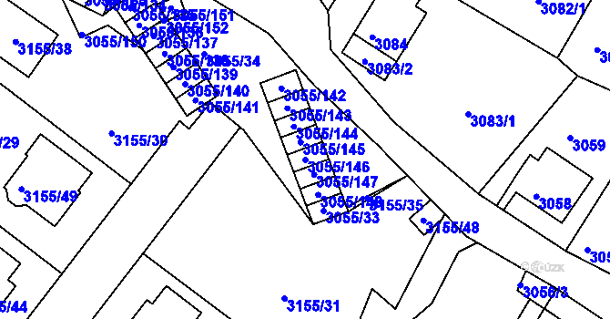 Parcela st. 3055/146 v KÚ Podmokly, Katastrální mapa