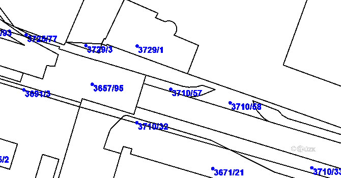 Parcela st. 3710/57 v KÚ Podmokly, Katastrální mapa