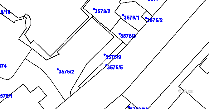 Parcela st. 3575/9 v KÚ Podmokly, Katastrální mapa