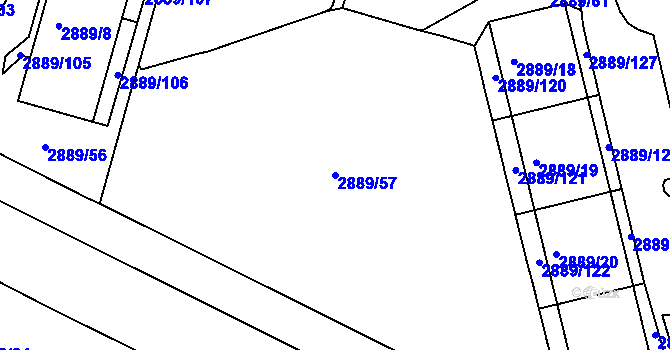 Parcela st. 2889/57 v KÚ Podmokly, Katastrální mapa