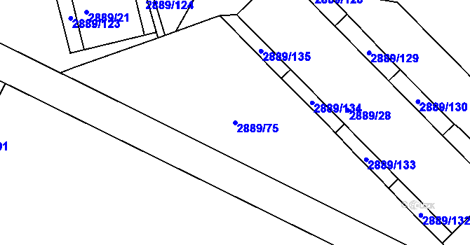 Parcela st. 2889/75 v KÚ Podmokly, Katastrální mapa