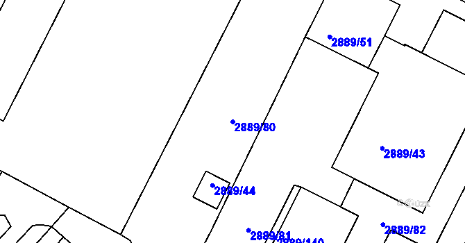 Parcela st. 2889/80 v KÚ Podmokly, Katastrální mapa