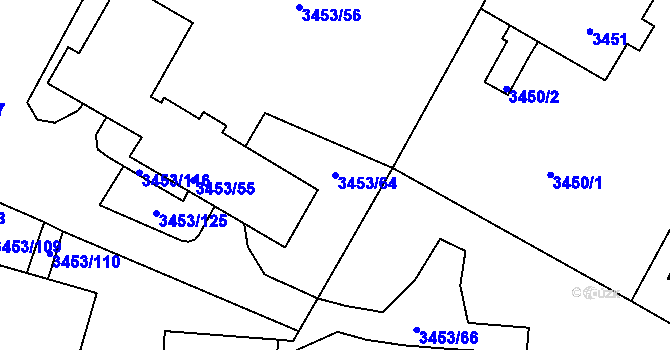 Parcela st. 3453/64 v KÚ Podmokly, Katastrální mapa