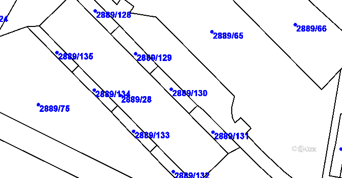 Parcela st. 2889/130 v KÚ Podmokly, Katastrální mapa