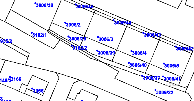 Parcela st. 3006/39 v KÚ Podmokly, Katastrální mapa