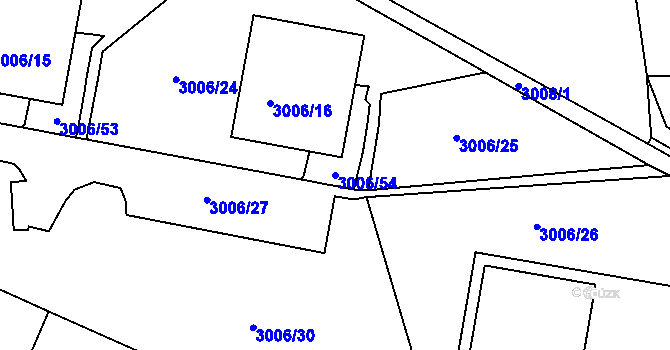 Parcela st. 3006/54 v KÚ Podmokly, Katastrální mapa