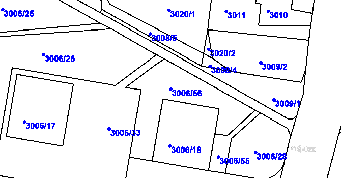 Parcela st. 3006/56 v KÚ Podmokly, Katastrální mapa