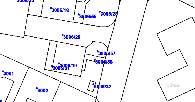 Parcela st. 3006/57 v KÚ Podmokly, Katastrální mapa