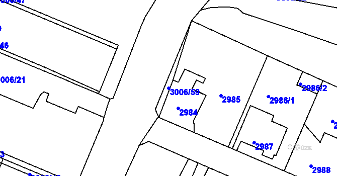 Parcela st. 3006/59 v KÚ Podmokly, Katastrální mapa