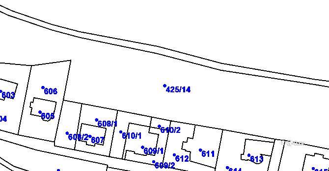 Parcela st. 425/14 v KÚ Podmokly, Katastrální mapa