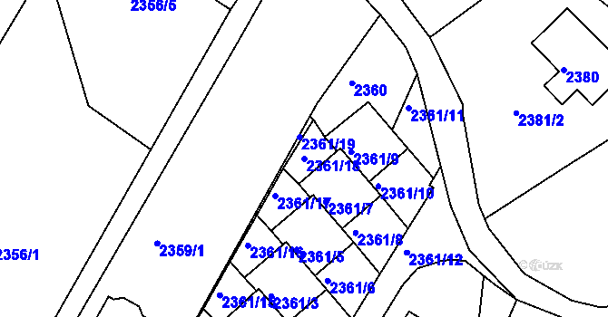 Parcela st. 2361/18 v KÚ Podmokly, Katastrální mapa
