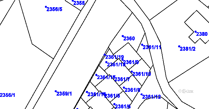 Parcela st. 2361/19 v KÚ Podmokly, Katastrální mapa