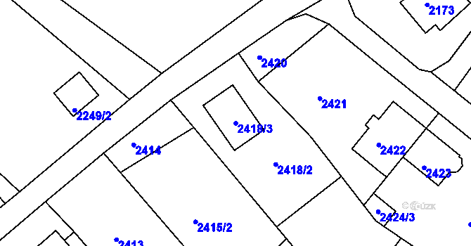 Parcela st. 2418/3 v KÚ Podmokly, Katastrální mapa
