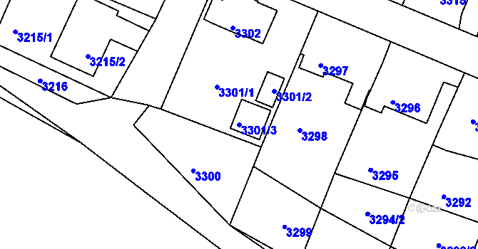 Parcela st. 3301/3 v KÚ Podmokly, Katastrální mapa