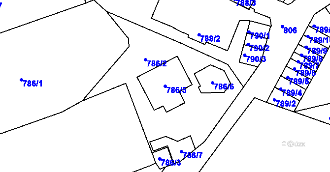Parcela st. 786/5 v KÚ Podmokly, Katastrální mapa