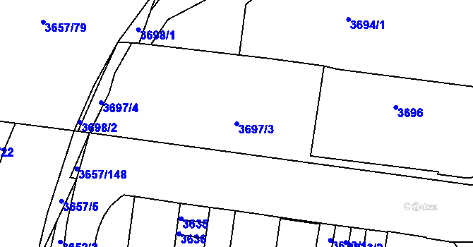 Parcela st. 3697/3 v KÚ Podmokly, Katastrální mapa