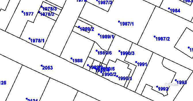 Parcela st. 1989/6 v KÚ Podmokly, Katastrální mapa