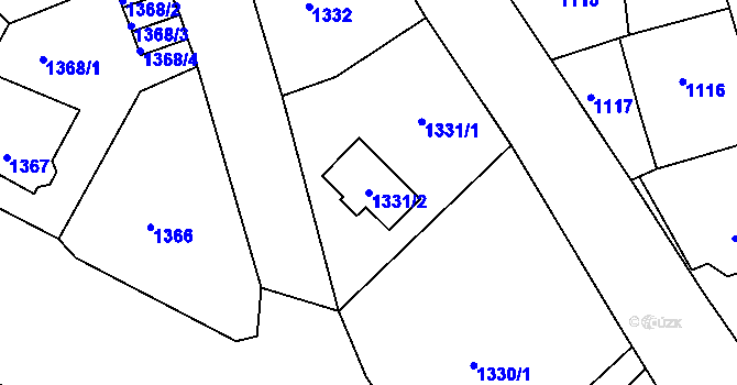 Parcela st. 1331/2 v KÚ Podmokly, Katastrální mapa