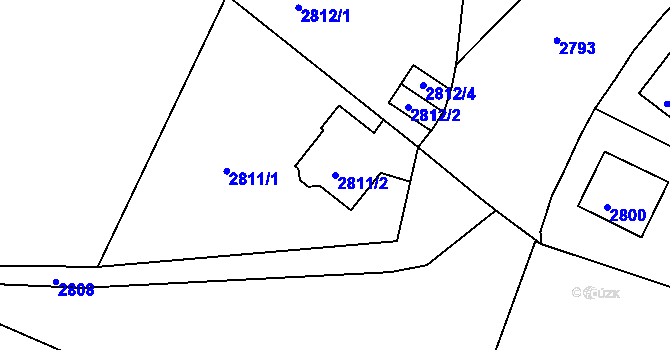 Parcela st. 2811/2 v KÚ Podmokly, Katastrální mapa