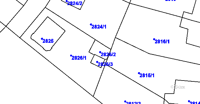 Parcela st. 2826/2 v KÚ Podmokly, Katastrální mapa