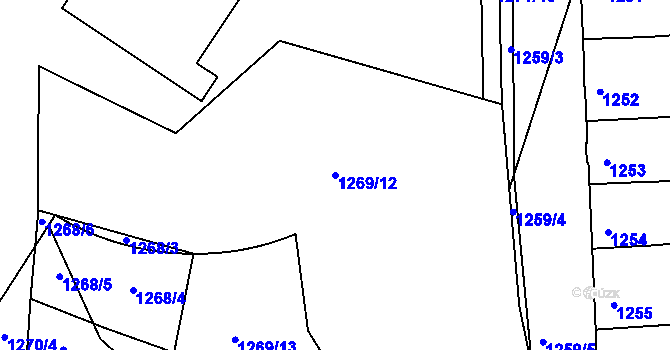 Parcela st. 1269/12 v KÚ Podmokly, Katastrální mapa