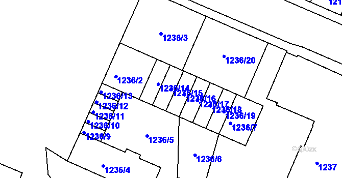Parcela st. 1236/15 v KÚ Podmokly, Katastrální mapa