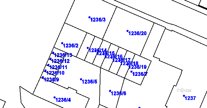 Parcela st. 1236/16 v KÚ Podmokly, Katastrální mapa