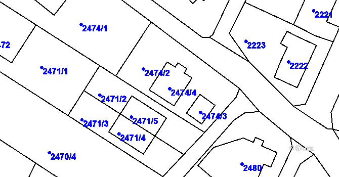 Parcela st. 2474/4 v KÚ Podmokly, Katastrální mapa