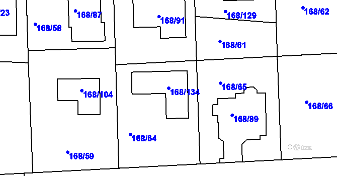 Parcela st. 168/134 v KÚ Podmokly, Katastrální mapa