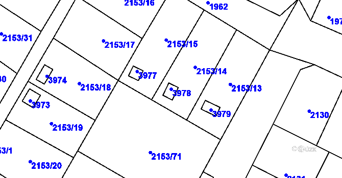 Parcela st. 3978 v KÚ Podmokly, Katastrální mapa
