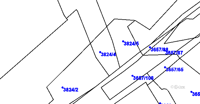 Parcela st. 3824/4 v KÚ Podmokly, Katastrální mapa