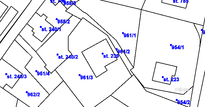 Parcela st. 239 v KÚ Horní Oldřichov, Katastrální mapa