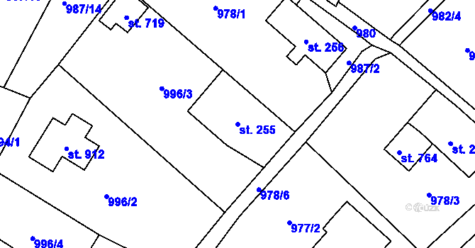 Parcela st. 255 v KÚ Horní Oldřichov, Katastrální mapa
