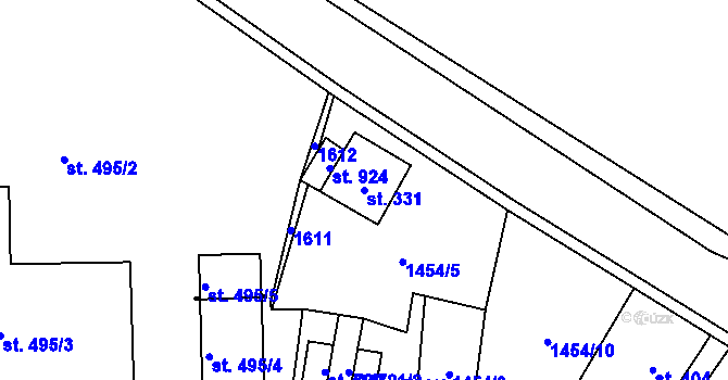 Parcela st. 331 v KÚ Horní Oldřichov, Katastrální mapa