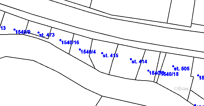 Parcela st. 415 v KÚ Horní Oldřichov, Katastrální mapa