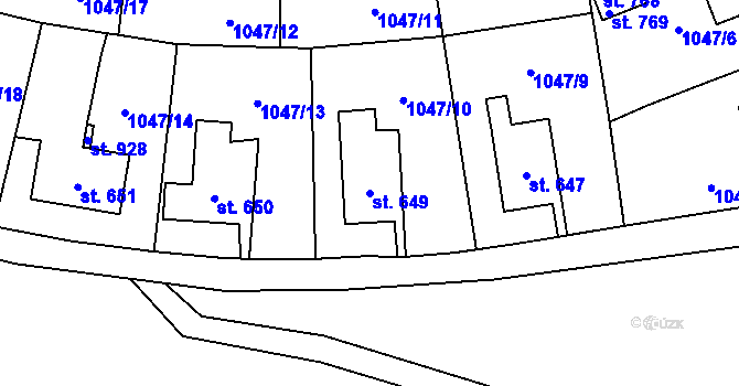 Parcela st. 649 v KÚ Horní Oldřichov, Katastrální mapa