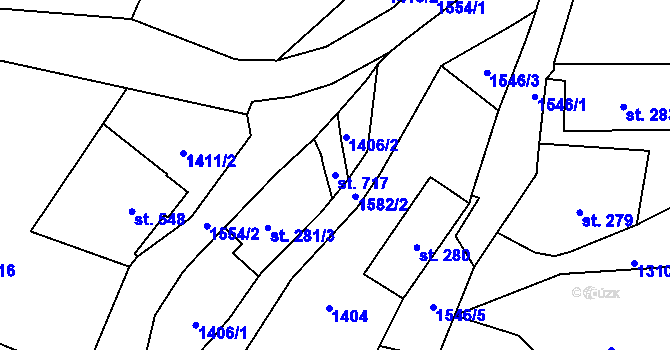 Parcela st. 717 v KÚ Horní Oldřichov, Katastrální mapa