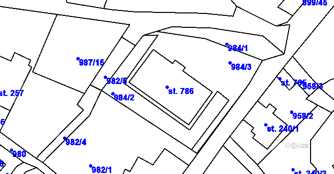 Parcela st. 786 v KÚ Horní Oldřichov, Katastrální mapa