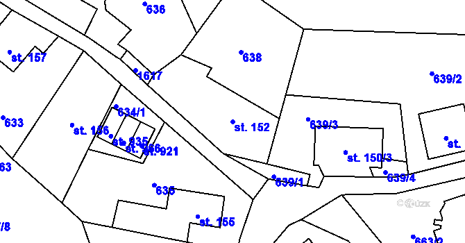Parcela st. 152 v KÚ Bynov, Katastrální mapa