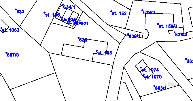 Parcela st. 155 v KÚ Bynov, Katastrální mapa