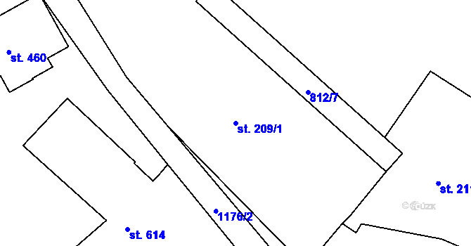 Parcela st. 209/1 v KÚ Bynov, Katastrální mapa